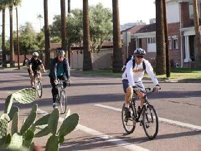 Bicyclists on city street