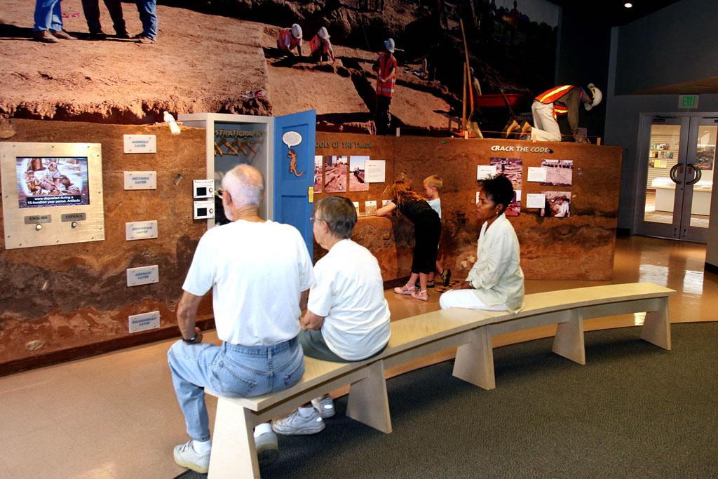 People viewing exhibits at Pueblo Grande