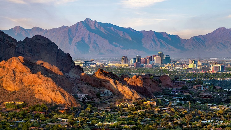 View of Phoenix through the mountains