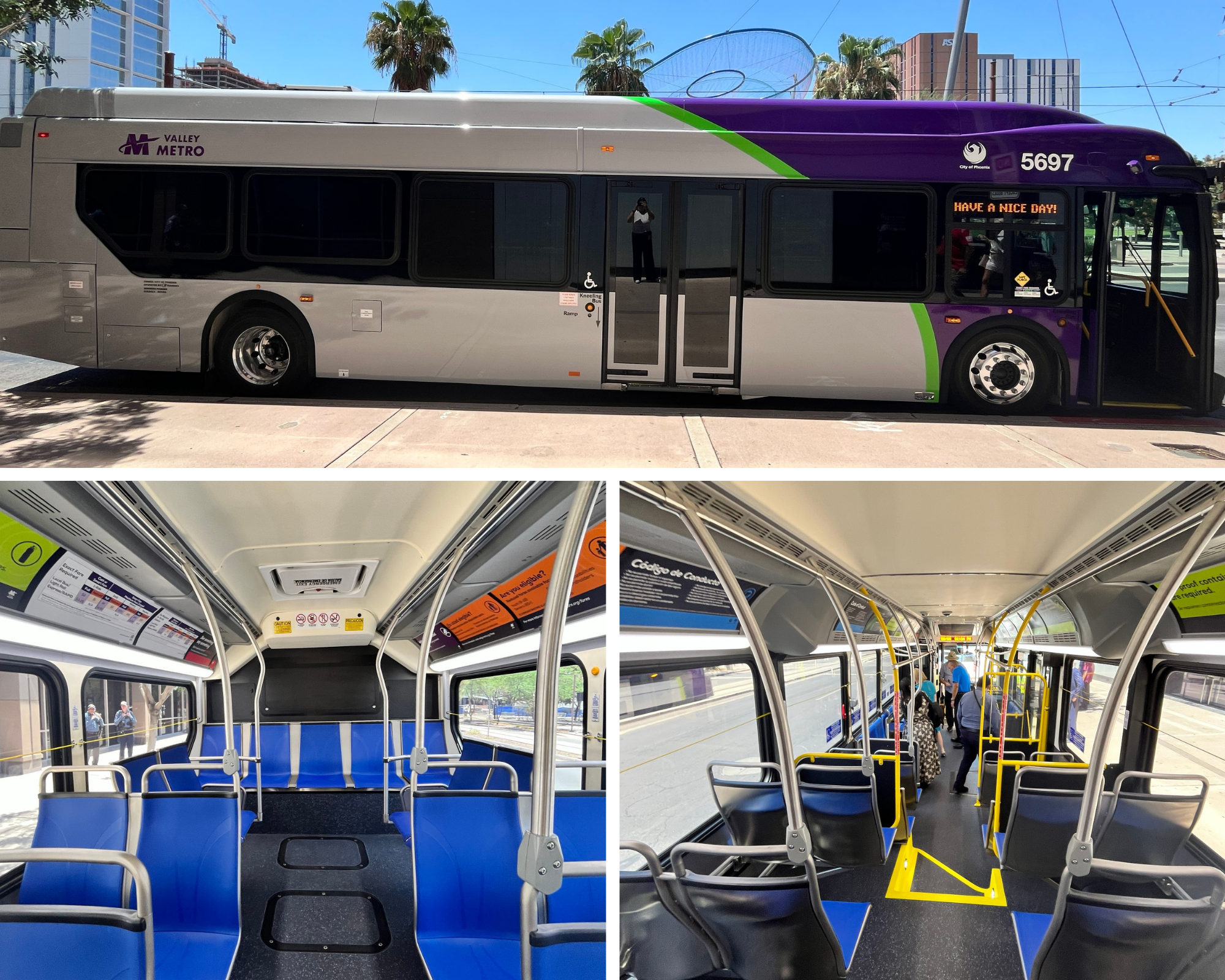 New Hybrid-electric bus parked on Central Avenue 