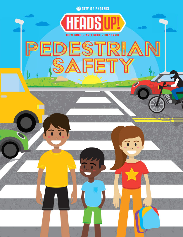Set of Elements for Pedestrian Rules for Kids, Little Girls