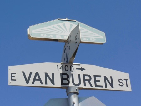 Street sign for east Van Buren Street