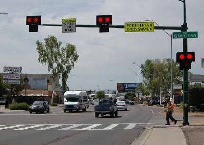 Traffic signals at crosswalk